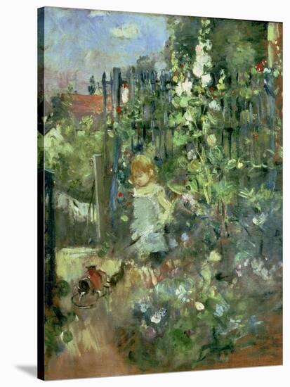 Child in the Hollyhocks, 1881-Berthe Morisot-Stretched Canvas