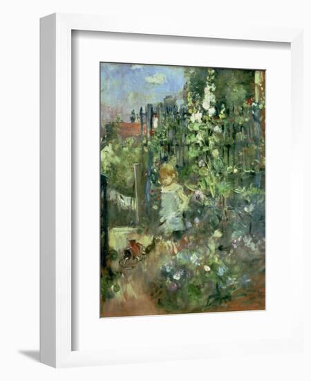 Child in the Hollyhocks, 1881-Berthe Morisot-Framed Giclee Print