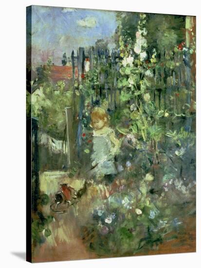 Child in the Hollyhocks, 1881-Berthe Morisot-Stretched Canvas