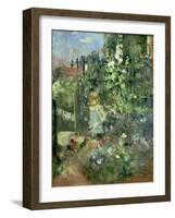 Child in the Hollyhocks, 1881-Berthe Morisot-Framed Giclee Print