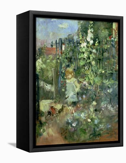 Child in the Hollyhocks, 1881-Berthe Morisot-Framed Stretched Canvas