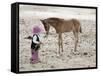 Child in Western Wear Feeding a Pony-Nora Hernandez-Framed Stretched Canvas
