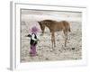 Child in Western Wear Feeding a Pony-Nora Hernandez-Framed Giclee Print