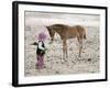 Child in Western Wear Feeding a Pony-Nora Hernandez-Framed Giclee Print