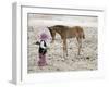 Child in Western Wear Feeding a Pony-Nora Hernandez-Framed Giclee Print