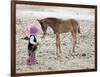 Child in Western Wear Feeding a Pony-Nora Hernandez-Framed Premium Giclee Print