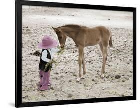 Child in Western Wear Feeding a Pony-Nora Hernandez-Framed Premium Giclee Print