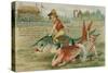 Child Jockeys Racing Fish, 1 April Card, 1913-null-Stretched Canvas