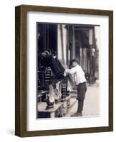 Child Labor, Bootblack at 2 West 4th Street, Wilmington, Delaware. May, 1910-null-Framed Art Print