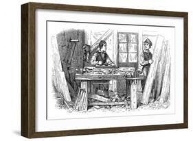 Child Labour in Carpenter's Shop-null-Framed Art Print