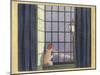 Child Looking Out of Window-null-Mounted Art Print
