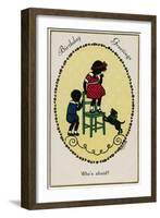 Child on Chair and Dog-F Kaskeline-Framed Art Print