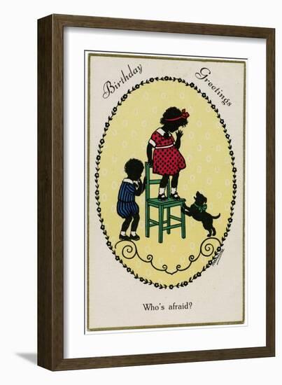 Child on Chair and Dog-F Kaskeline-Framed Art Print