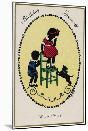 Child on Chair and Dog-F Kaskeline-Mounted Art Print