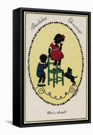 Child on Chair and Dog-F Kaskeline-Framed Stretched Canvas