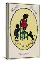 Child on Chair and Dog-F Kaskeline-Stretched Canvas