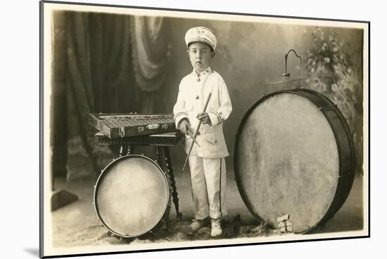 Child Percussionist-null-Mounted Art Print