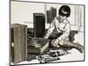 Child Playing a Record Player-English School-Mounted Giclee Print