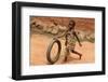 Child playing with a tyre, Tori, Benin-Godong-Framed Photographic Print