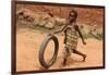 Child playing with a tyre, Tori, Benin-Godong-Framed Photographic Print