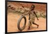 Child playing with a tyre, Tori, Benin-Godong-Framed Photographic Print