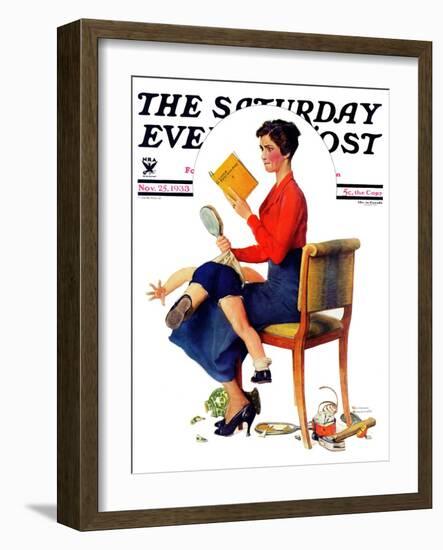 "Child Psychology" or "Spanking" Saturday Evening Post Cover, November 25,1933-Norman Rockwell-Framed Giclee Print