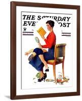 "Child Psychology" or "Spanking" Saturday Evening Post Cover, November 25,1933-Norman Rockwell-Framed Giclee Print