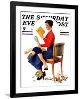 "Child Psychology" or "Spanking" Saturday Evening Post Cover, November 25,1933-Norman Rockwell-Framed Giclee Print