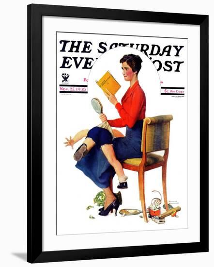 "Child Psychology" or "Spanking" Saturday Evening Post Cover, November 25,1933-Norman Rockwell-Framed Giclee Print