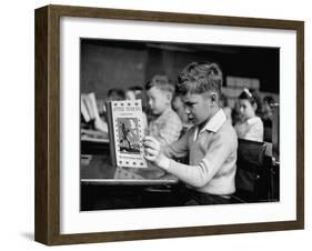 Child Reading a Book in School-Frank Scherschel-Framed Photographic Print