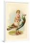 Child Riding Large Bird-null-Framed Art Print