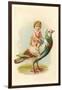 Child Riding Large Bird-null-Framed Art Print