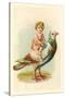 Child Riding Large Bird-null-Stretched Canvas