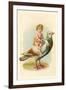 Child Riding Large Bird-null-Framed Art Print