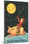Child Riding Pig by Smiling Moon-null-Mounted Art Print