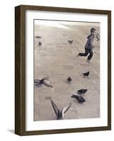 Child Running across Stones, Venice, Italy-Steven Boone-Framed Photographic Print