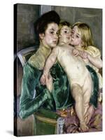 Child's Caress-Mary Cassatt-Stretched Canvas