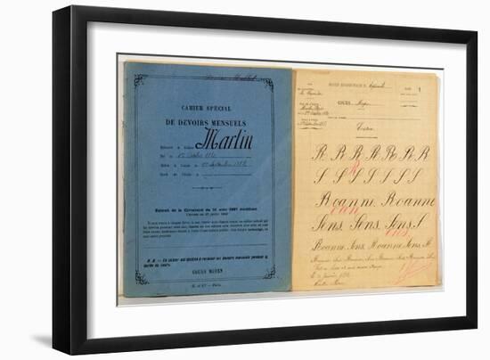 Child's Exercise Book from the School at Epineuil, 1892-null-Framed Giclee Print