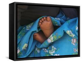 Child's Feet Wrapped with Sari at Kunbuli Friday Market, Orissa, India-Keren Su-Framed Stretched Canvas