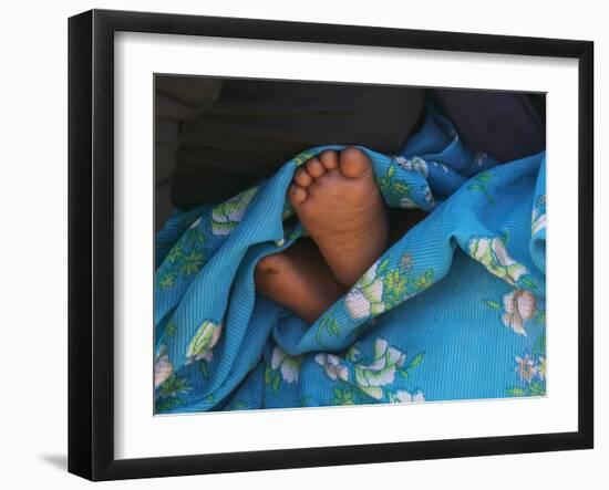 Child's Feet Wrapped with Sari at Kunbuli Friday Market, Orissa, India-Keren Su-Framed Photographic Print