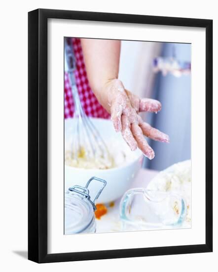 Child's Hand Covered in Dough-Alena Hrbkova-Framed Photographic Print