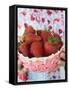 Child's Hands Holding Basket of Fresh Strawberries-null-Framed Stretched Canvas