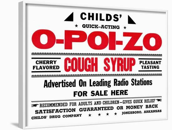 Child's Quick Acting O-Poi-Zo Cough Syrup-null-Framed Art Print