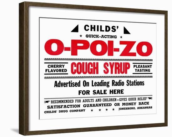 Child's Quick Acting O-Poi-Zo Cough Syrup-null-Framed Art Print