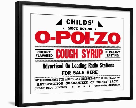 Child's Quick Acting O-Poi-Zo Cough Syrup-null-Framed Art Print