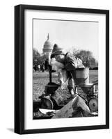 Child Sleeping in Stroller During Celebrations for the Inauguration of Harry S. Truman-Frank Scherschel-Framed Photographic Print