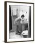 Child Star Margaret O'Brien Brushing Her Teeth-Bob Landry-Framed Premium Photographic Print