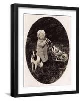 Child, Toy Pram, Dog-null-Framed Art Print