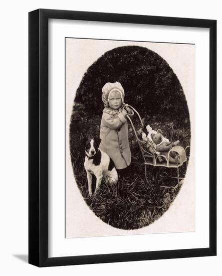 Child, Toy Pram, Dog-null-Framed Art Print