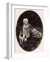 Child, Toy Pram, Dog-null-Framed Art Print